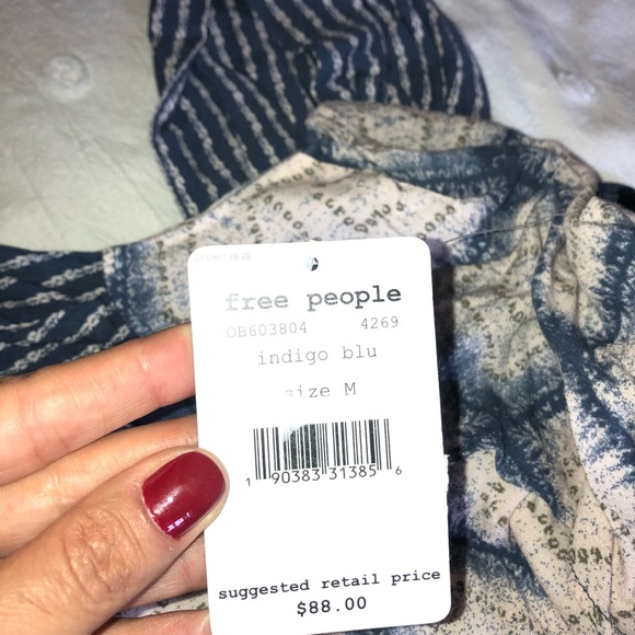 Free People Indigo Blue size M Top - Picture 5 of 5